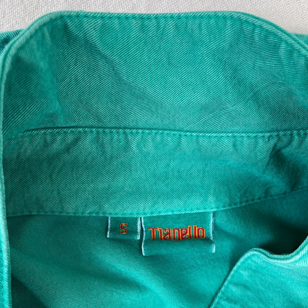 🏝️ Vintage Tianello Teal Button Down Shirt - S - Picture 4 of 4